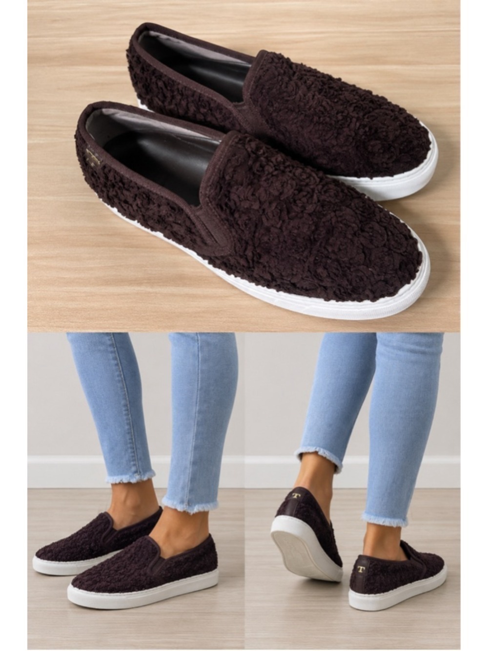 Tory Burch Dark Brown Rose Sneakers